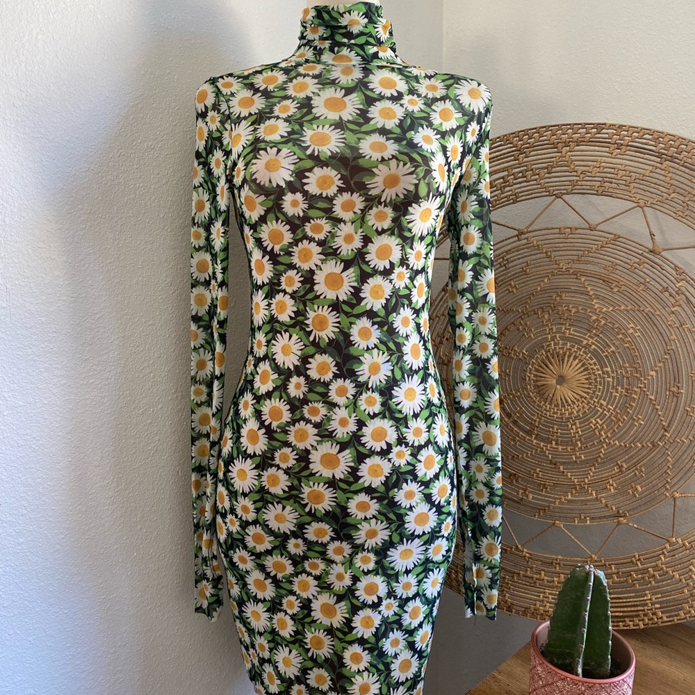 AFRM Daisy long slleeve mesh floral print dress